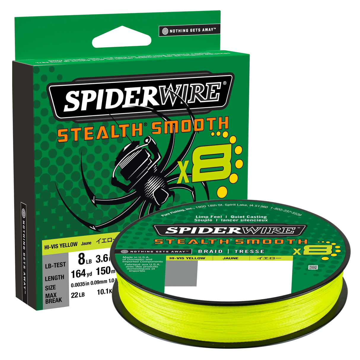 Spiderwire Smooth 8 keltainen 150 m kuitusiima - Happy Angler