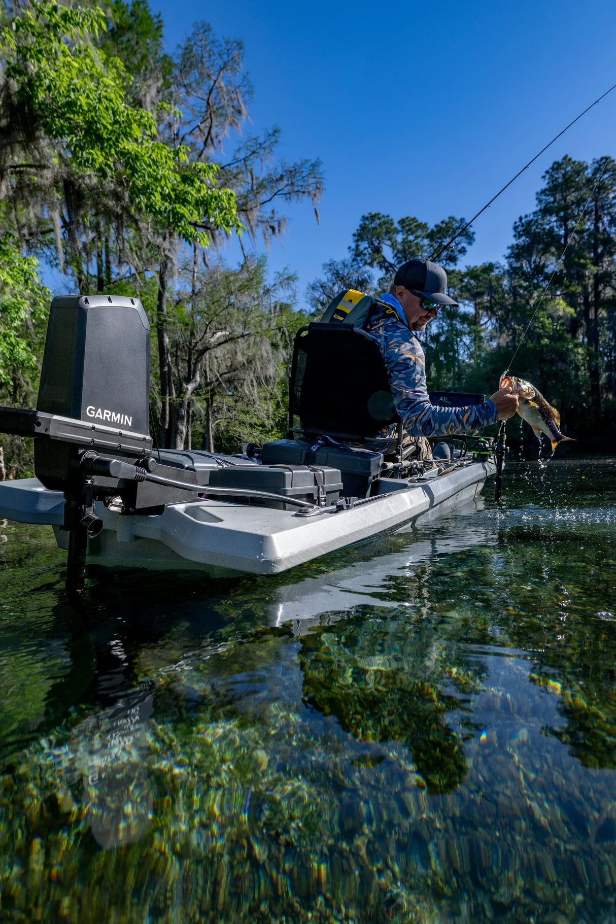 Garmin Force Current kajakkimoottori Power Steer polkimilla - Happy Angler