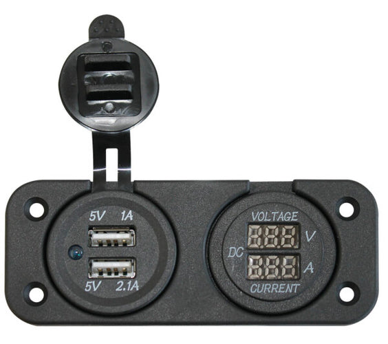 1852 Marine USB-paneeli volttimittarilla