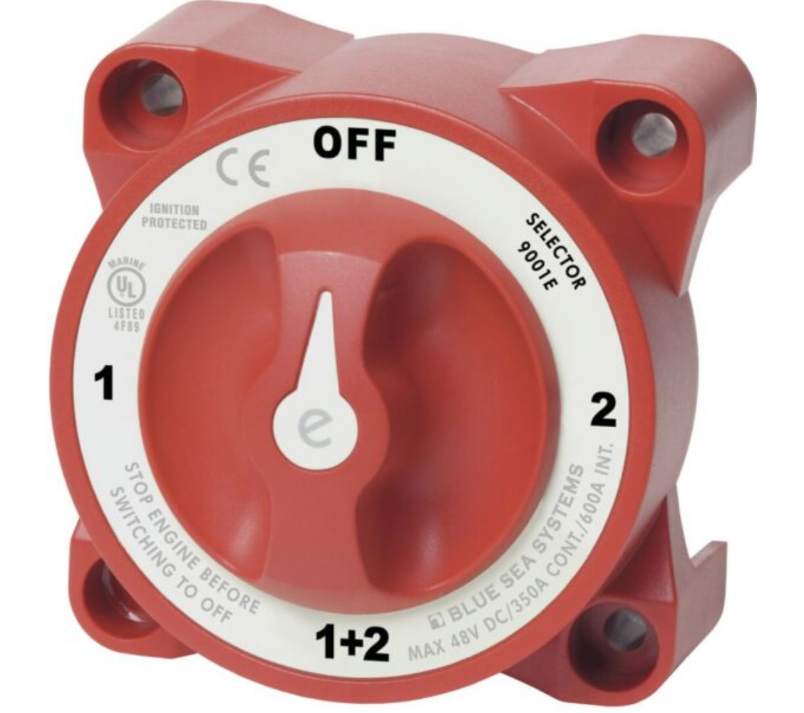 Blue Sea päävirtakytkin 1-2-OFF-BOTH punainen HD-sarja