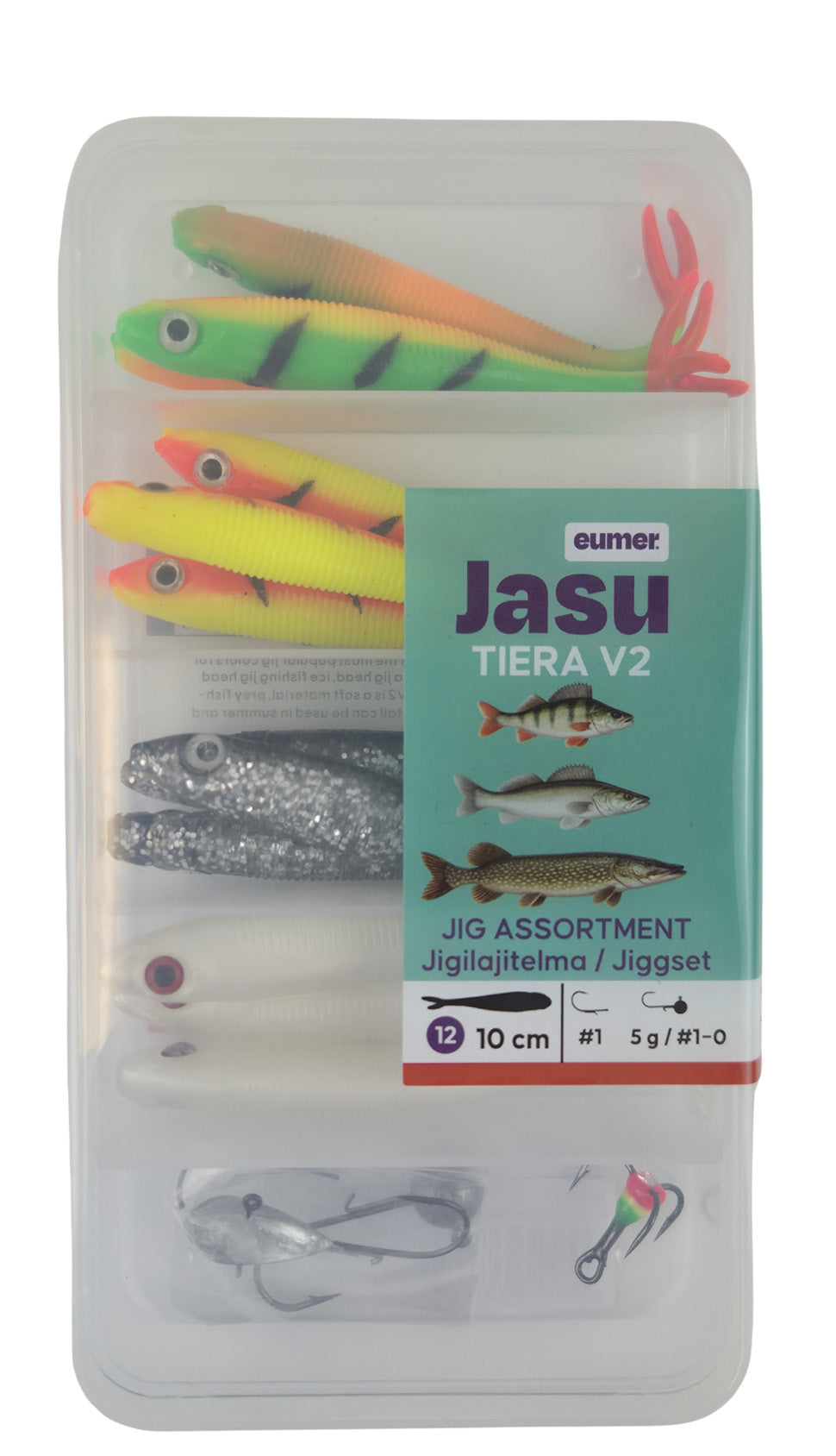 Jasu Tiera V2 10 cm jigilajitelma 8 kpl + jigipäät