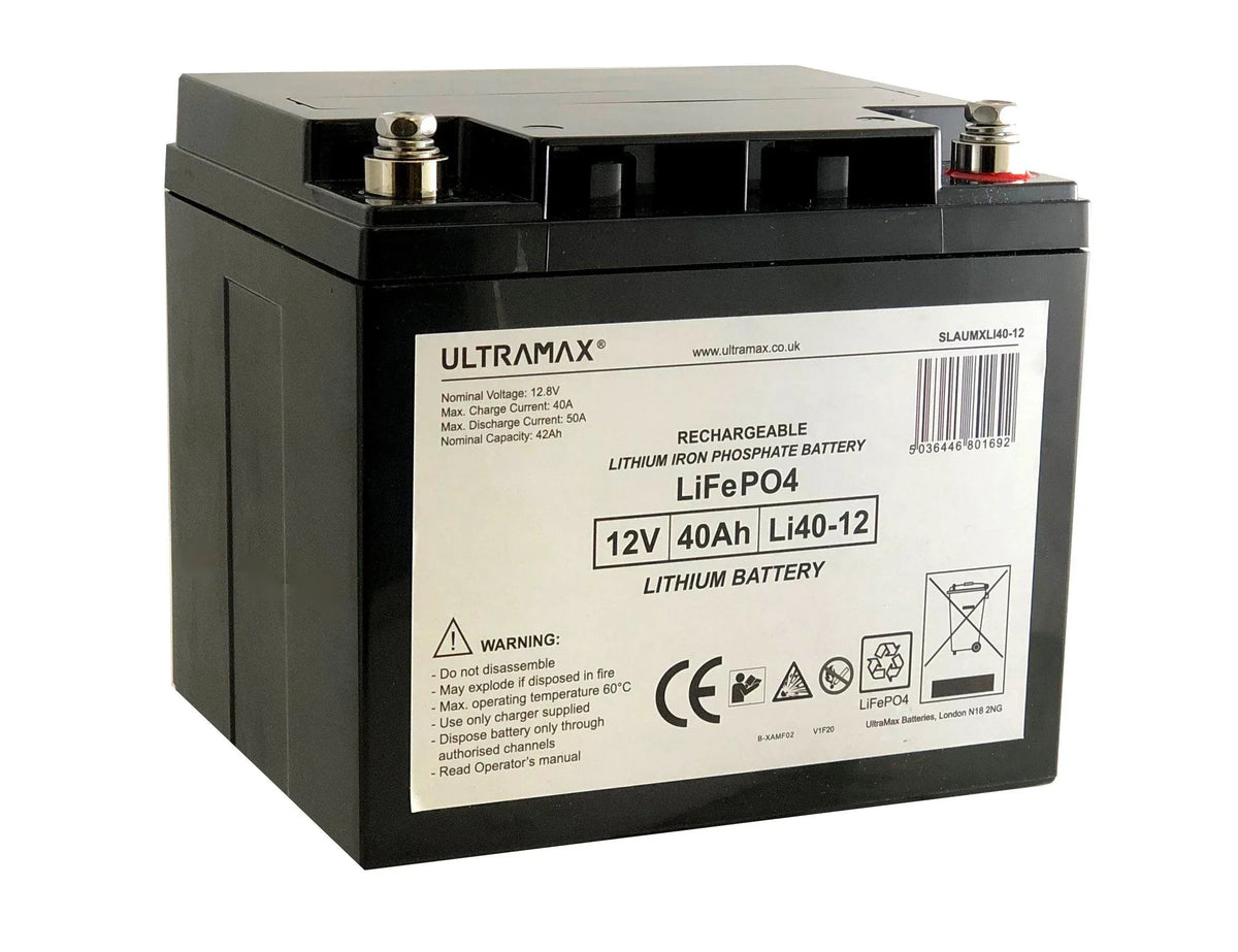 Ultramax 12V 40 Ah LiFePO4 litiumakku - Happy Angler
