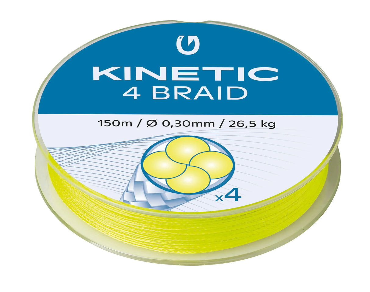 Kinetic 4 Braid Fluo Yellow 150 m kuitusiima - Happy Angler