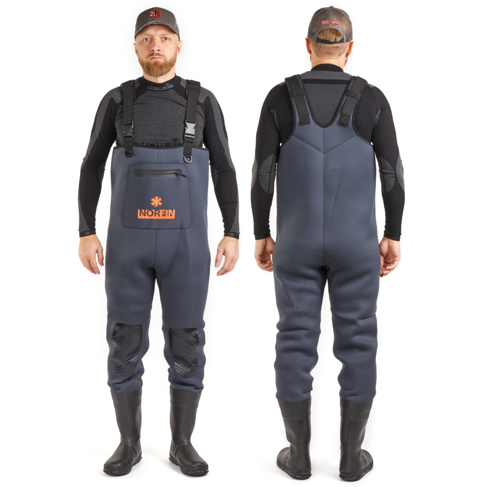 Norfin Shadow Neoprene kahluuhousut saappailla