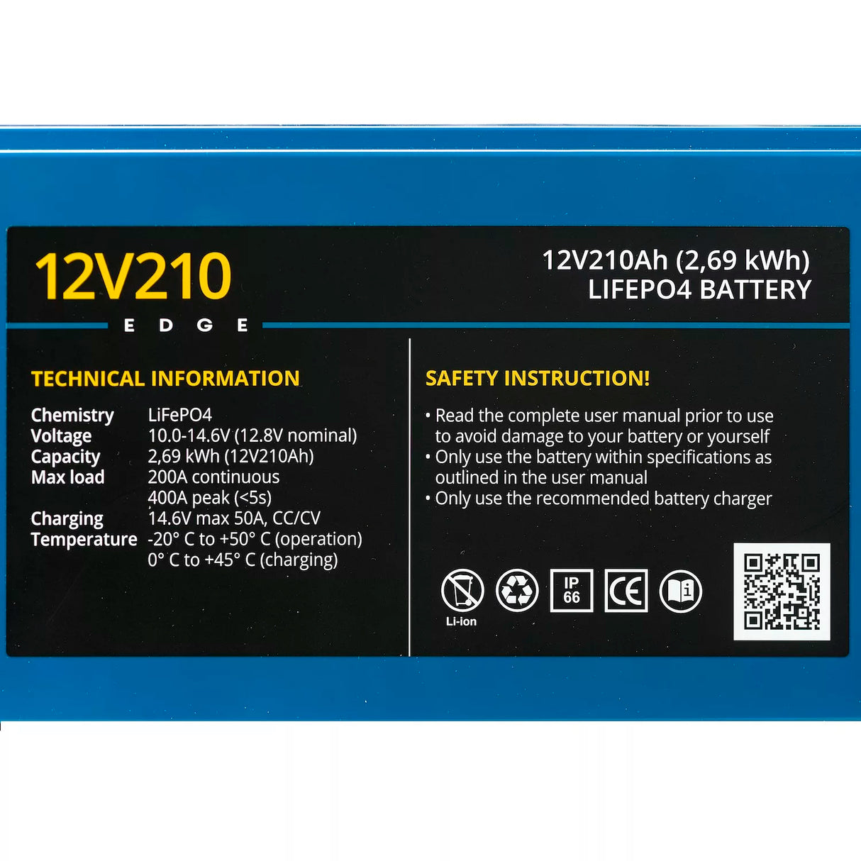 Rebelcell Edge 12V 210 Ah Bluetooth LiFePO4 akku