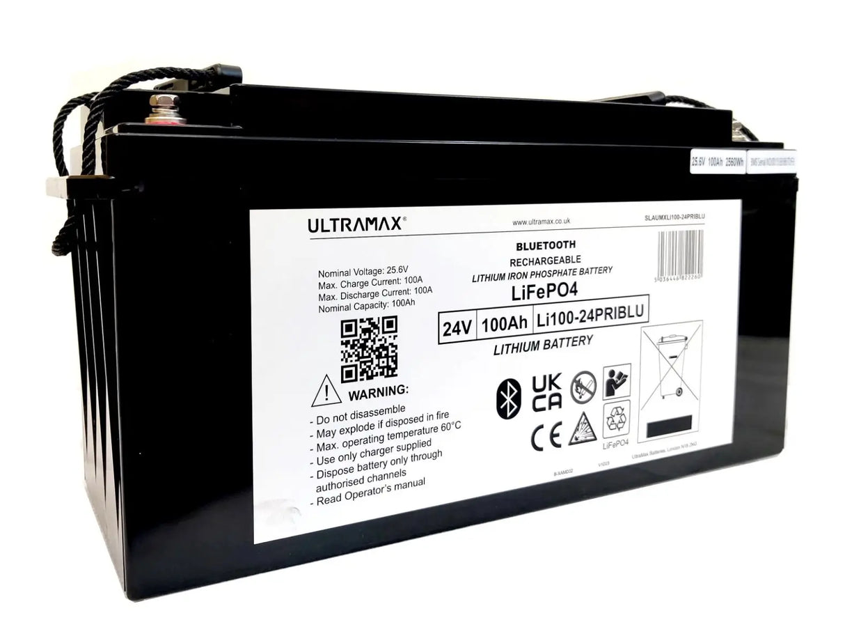 Ultramax 24V 100 Ah Bluetooth LiFePO4 litiumakku