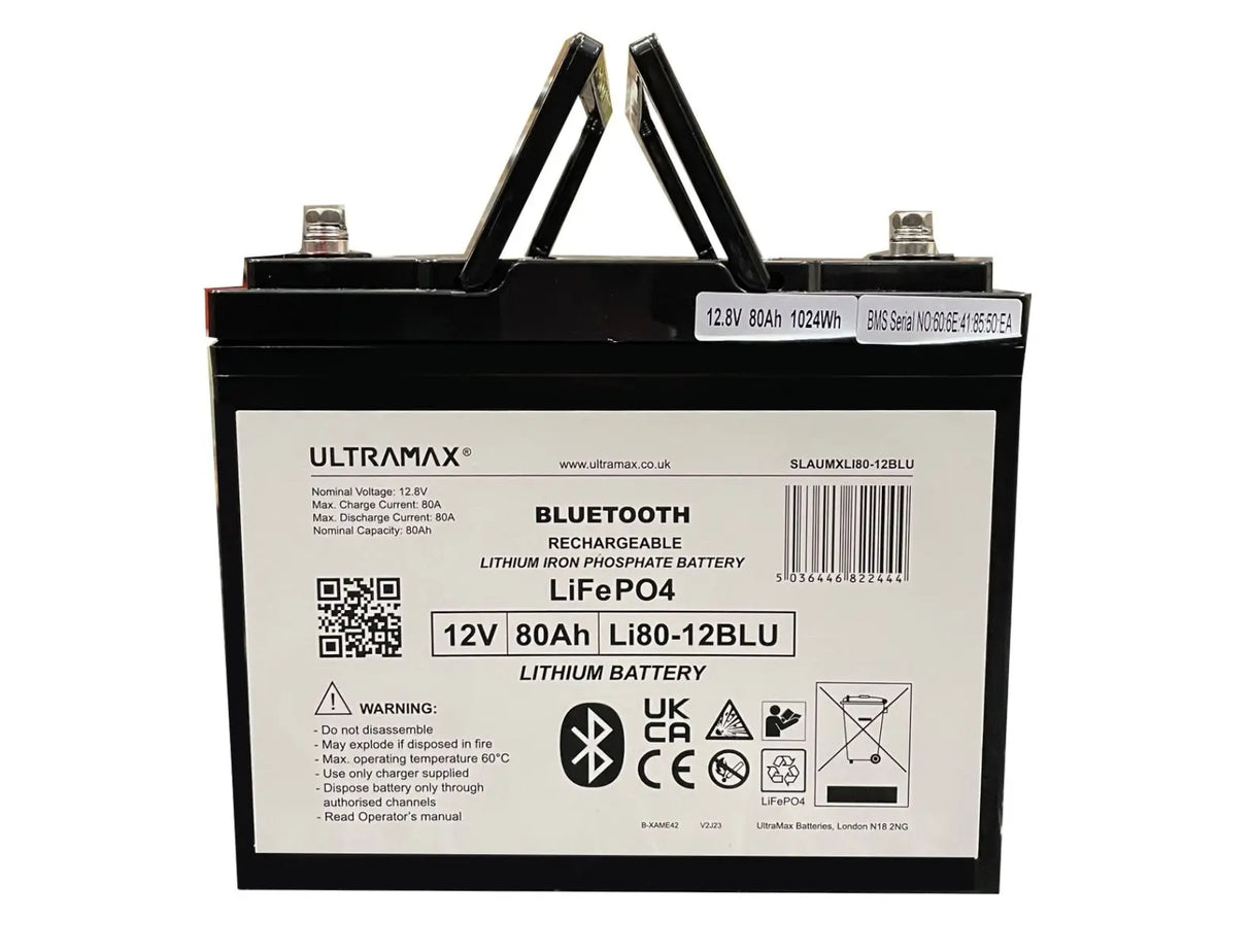 Ultramax 12V 80 Ah Bluetooth LiFePO4 litiumakku
