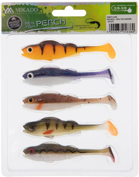 Mikado Real Fish Perch 8 cm jigi 5 kpl/pkt - Happy Angler
