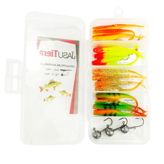 Jasu Tiera jigilajitelma 6 cm 16kpl + jigipäät - Happy Angler