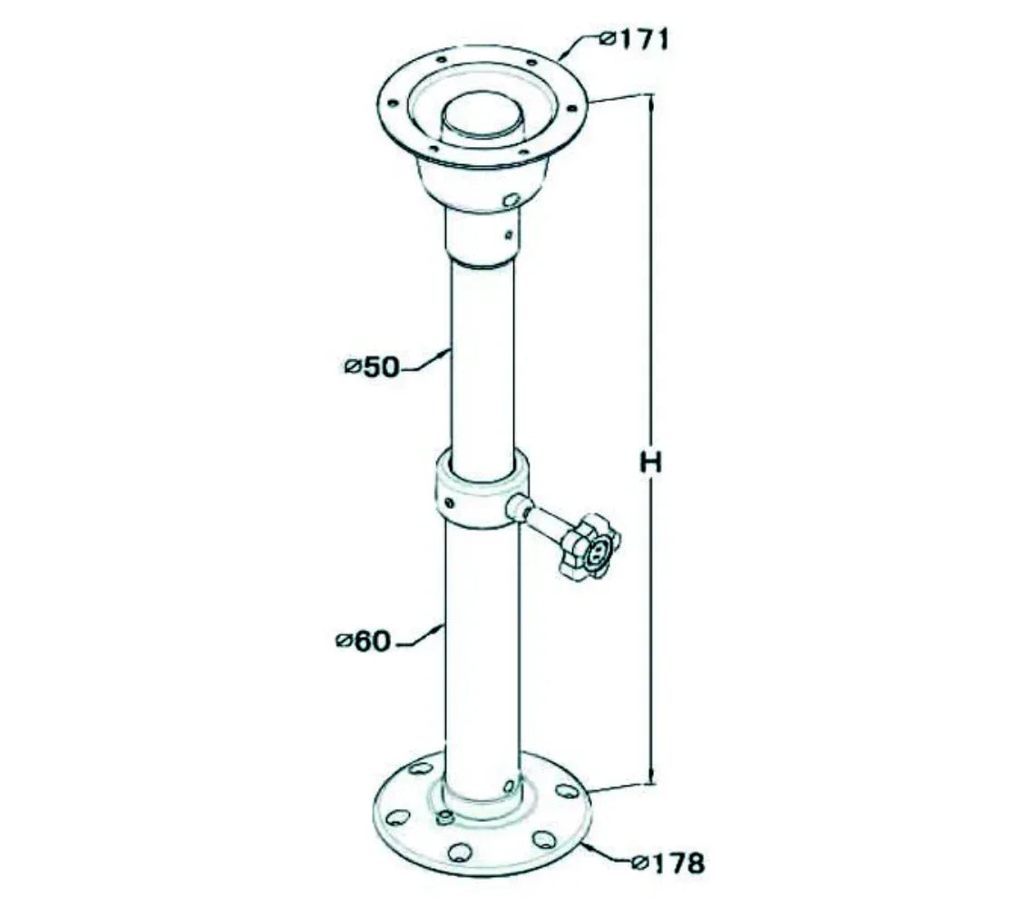 Marinvent säädettävä pöydänjalka - Happy Angler