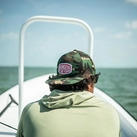 Grundens We Are Fishing Camo Trucker Snapback lippis - Happy Angler