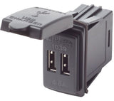 Blue Sea 2 x USB-A pistorasia suojakannella suorakaide