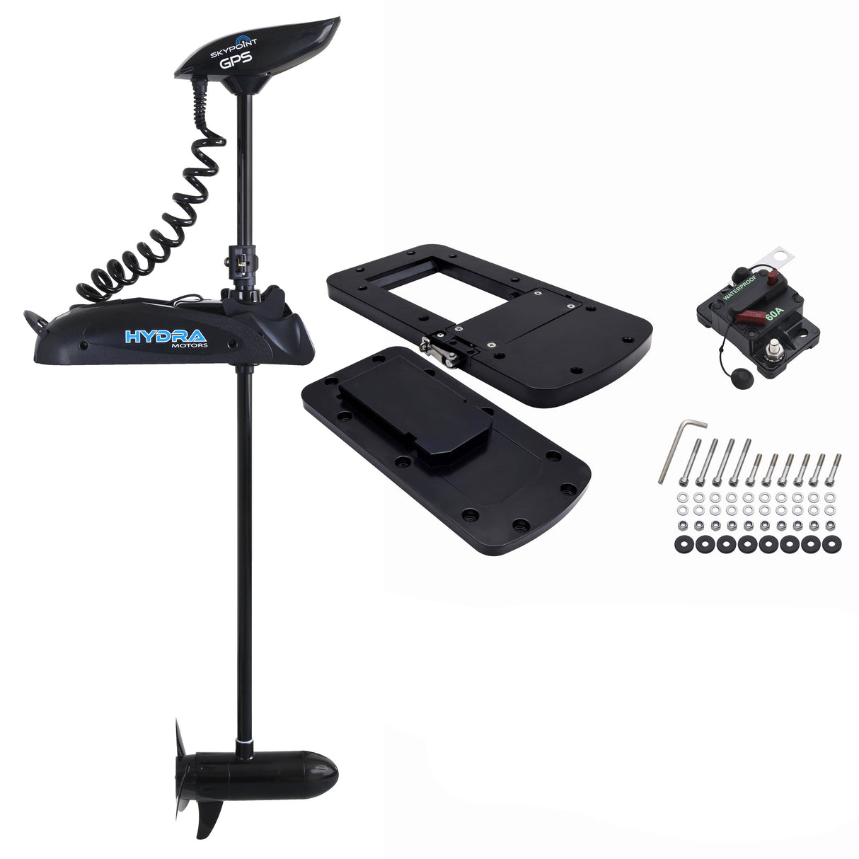 Hydra Skypoint GPS 12V keulasähkömoottori + alumiininen pikajalusta + sulake