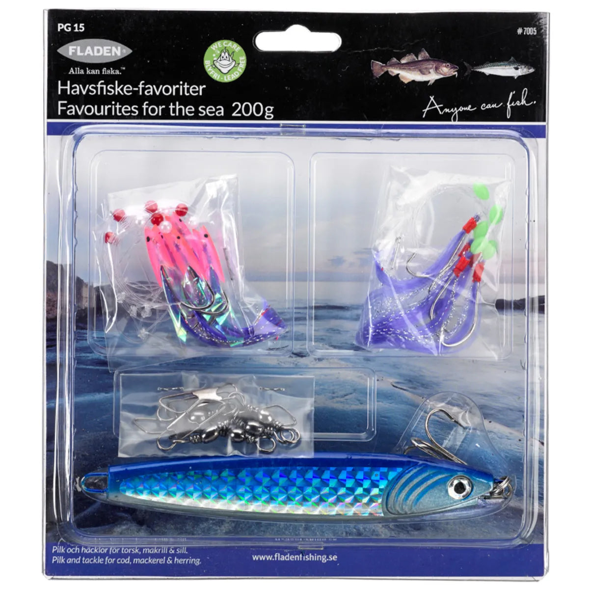 Fladen Deepsea Fishing 200 g heittopilkki + 2 rigiä