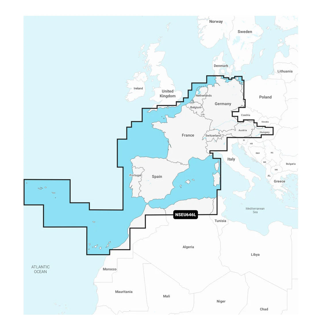 Garmin Navionics+ NSEU646L Eurooppa, keskinen ja läntinen  karttakortti
