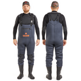 Norfin Shadow Neoprene kahluuhousut saappailla