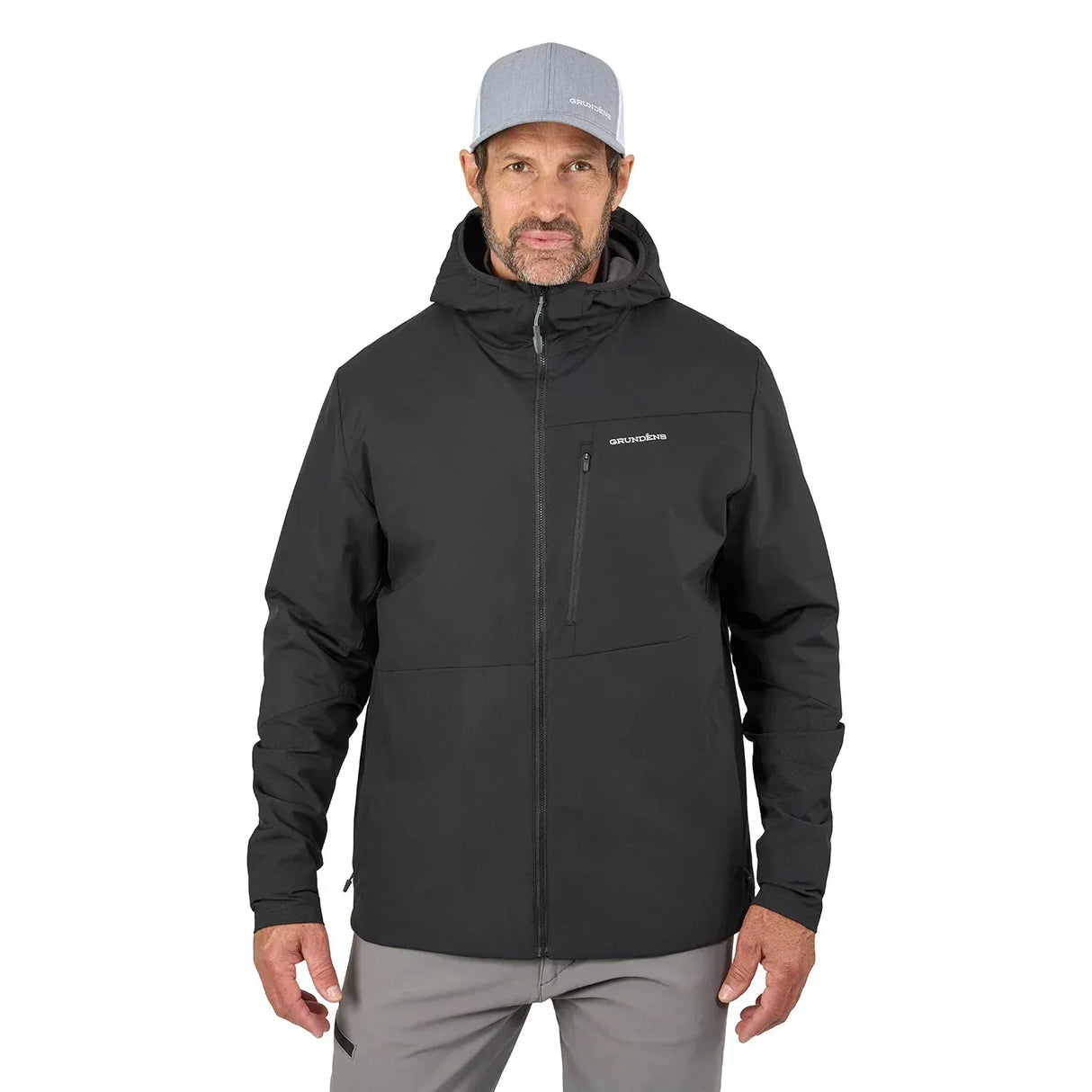 Grundens Turbulence Hybrid Hoodie Black huppari / takki - Happy Angler