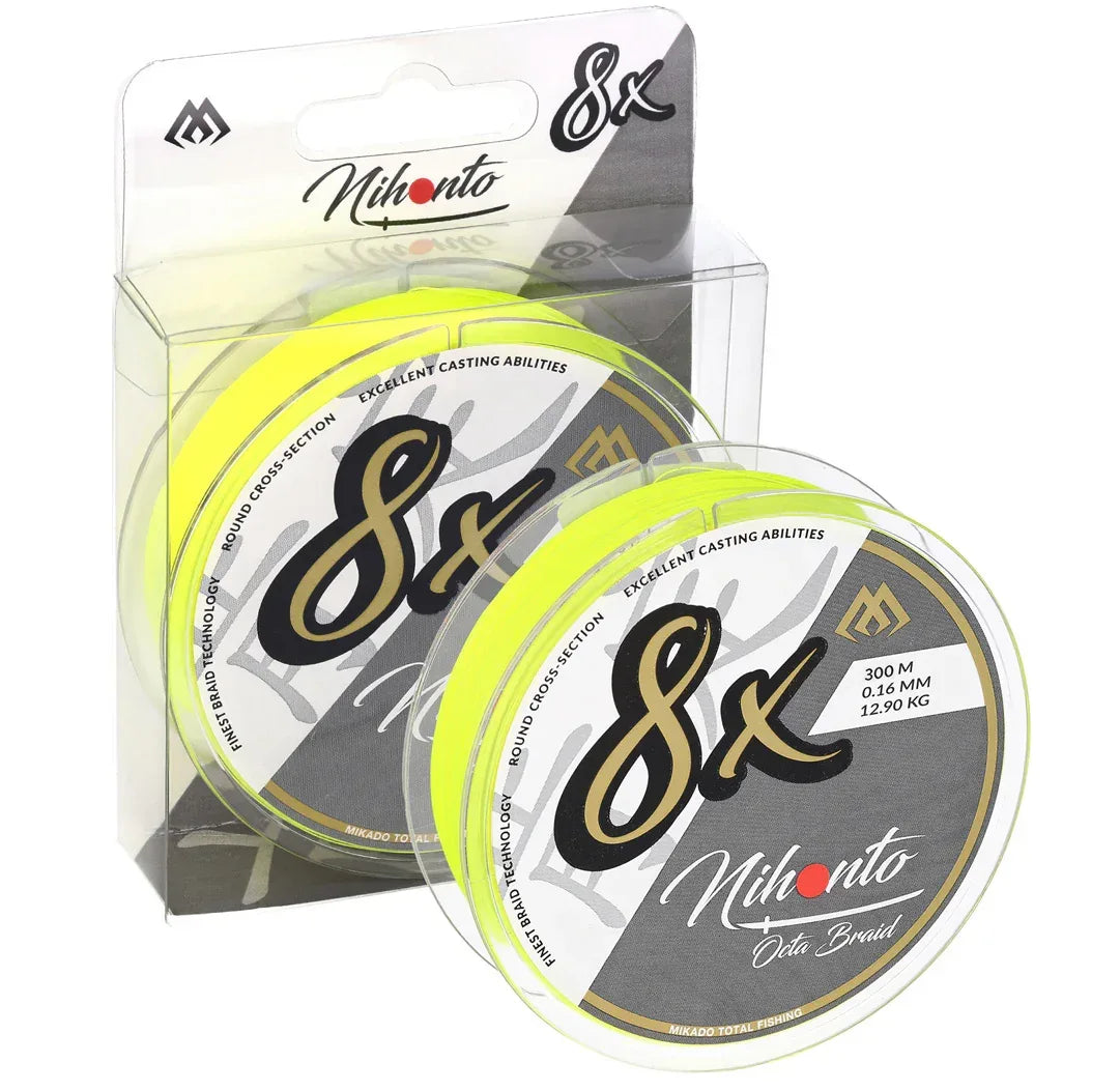Mikado Nihonto Octa Braid 300 m keltainen kuitusiima - Happy Angler