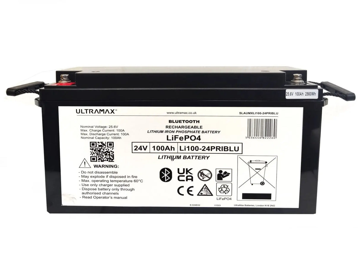 Ultramax 24V 100 Ah Bluetooth LiFePO4 litiumakku